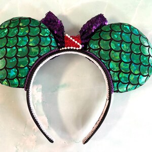Mermaid inspired Minnie Ears, Ariel Ears, Mouse Ears, Animal Kingdom Ears image 9