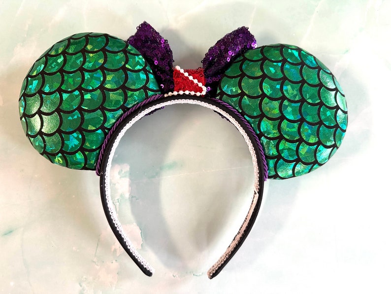 Mermaid inspired Minnie Ears, Ariel Ears, Mouse Ears, Animal Kingdom Ears image 9