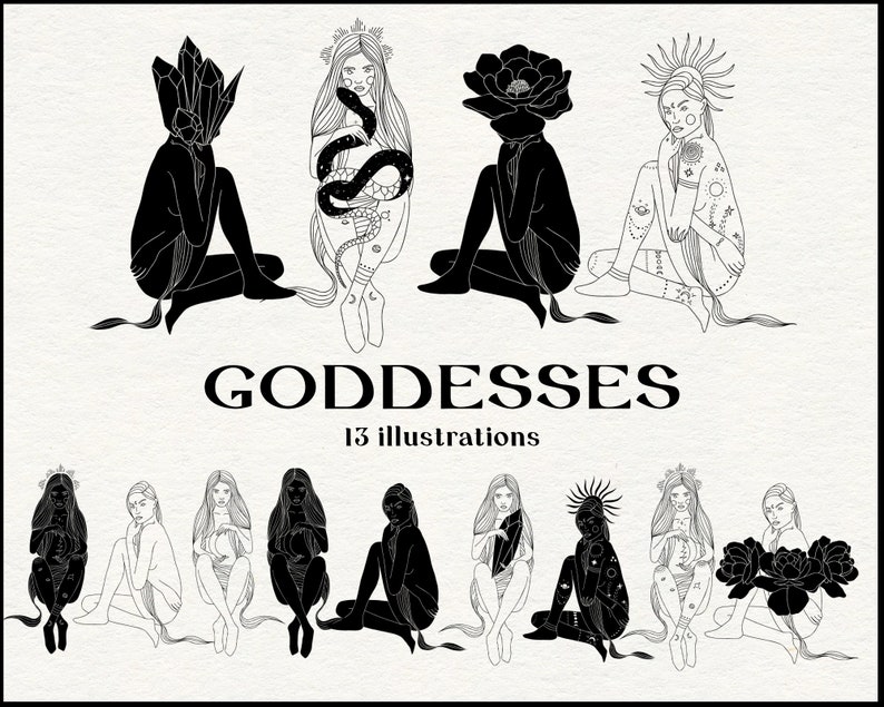 Download Clip Art Goddess Line Art Female Drawing Svg Magic Line Art Goddesses Clipart Magic Clipart Png Feminine Clipart Esoteric Set Woman Line Art Art Collectibles