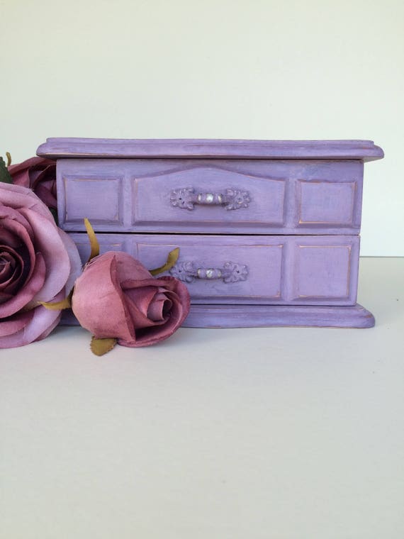Shabby Chic Jewellery Box Upcycled Trinket Storage Purple Etsy