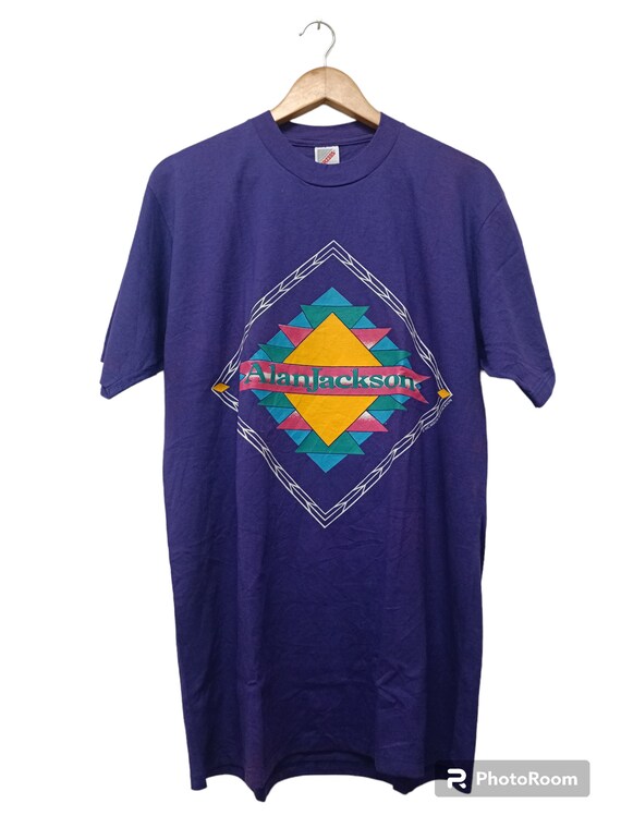 Large Size Alan Jackson Tshirt Purple Color Merchandise Tour