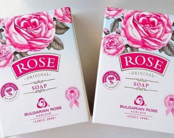 Aromatic Rose Soap Bar with Bulgarian ROSE OIL 2PCS Set in Gift