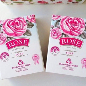 Aromatic Rose Soap Bar with Bulgarian ROSE OIL 2PCS Set in Gift