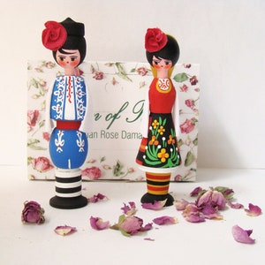 Hand made dolls pair with Bulgarian ROSE perfume , small gift box souvenir