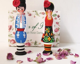 Hand made dolls pair with Bulgarian ROSE perfume , small gift box souvenir
