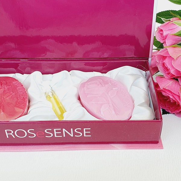 Bulgarian Rose beautiful gift box : two soap bars and a Rose perfume (2ml)