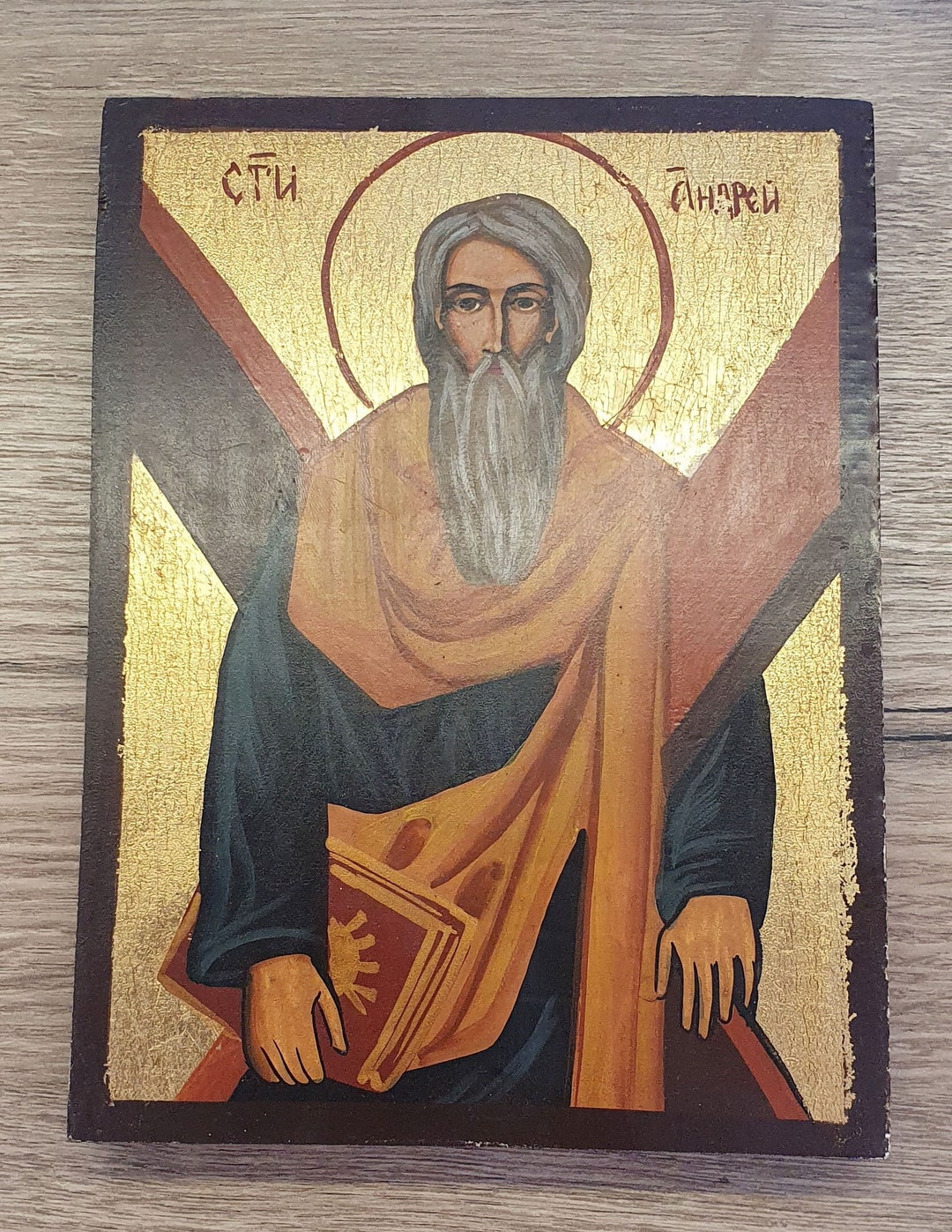 Hand Painted Icon of St. Apostle Andrew Carrying the Cross, 15x20cm - Etsy