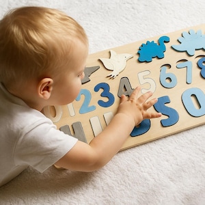 Dinosaur Baby Gift, Name puzzle for Toddlers, Personalized Birthday Gift, New Baby Christmas Gifts, Wooden Toys, Baby Shower