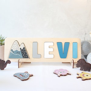 Mountain Name Puzzle for Toddler, Personalized Baby Gift, Birthday Gifts for Baby, Montessori Toys, Nursery Decor