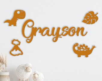 Wall Toddler Name Sign Gifts, Dinosaur Nursery Decor, Birthday Gifts for Baby, Dino Shower Baby Gift, ersonalized Wooden Kids Name Sing