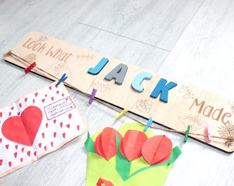 Personalized Kids Art Display Sign: Wood Playroom Decor