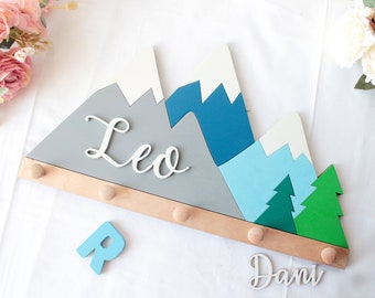 Mountain Baby Hanger, Wall Coat Rack for Kids, Nursery Room Decor, Birthday Gifts for Baby, Personalized Nursery Decor, Nursery Wall Hooks