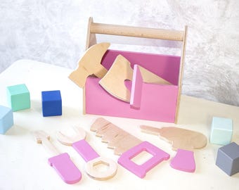 Personalized Wooden Tool Box: Montessori Toy Tool Set