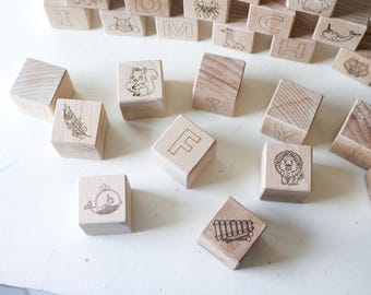 DIY Wooden Alphabet Blocks: Baby Shower Painting Activity, Montessori Toy