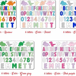 Quebra-cabeça de madeira personalizado com o alfabeto e dinossauros, ideal para presentear crianças. Quadro de atividades com o alfabeto, perfeito para o Natal, aniversário e chá de bebê. imagem 6