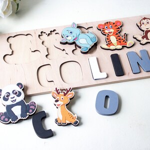 Personalized Safari Animals Name Puzzle, Wooden Baby Toy - Etsy