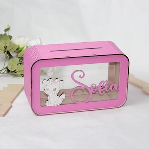 Cofrinho personalizado para meninas e crianças, cofrinho de madeira personalizado, cofrinho infantil com nome, presente de aniversário para bebê