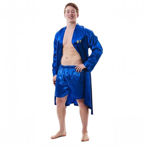 men's silk robe and boxer set