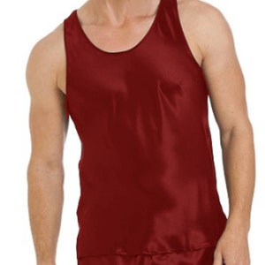 Men's Silky Satin Tank Top and Boxer Short set Loungewear image 1