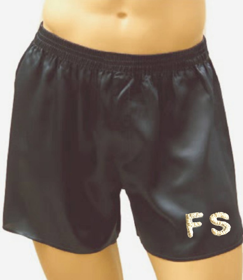 Men's Silky Satin Boxer Shorts With Personalized MONOGRAM EMBROIDERY Etsy