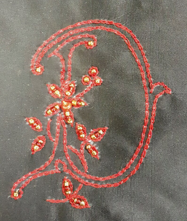 PLUS SIZES Luxurious Satin Pajama Set PJ with Customized Bead Embroidery Monogram Letter