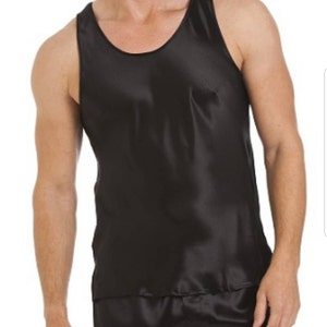 Men's Silky Satin Tank Top and Boxer Short set Loungewear image 3