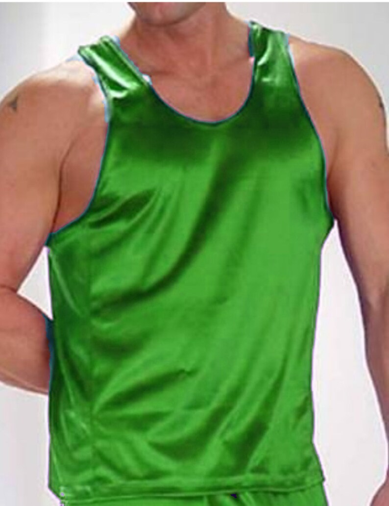 Men's Silky Satin Tank Top and Boxer Short Set Loungewear Etsy UK