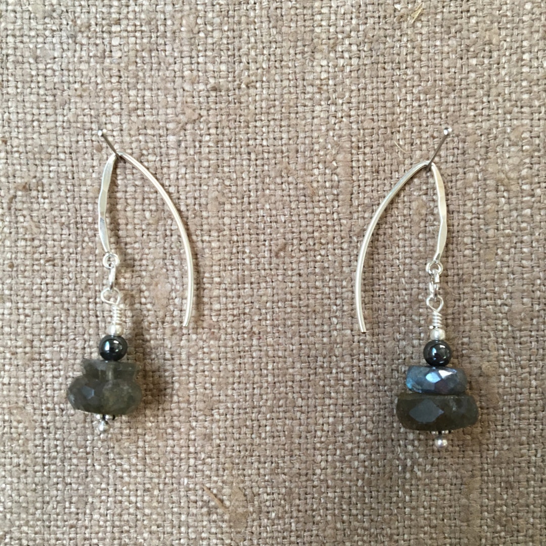 Plata De Ley Labradorita Colgante Con Cuarzo Y Perlas De Plata