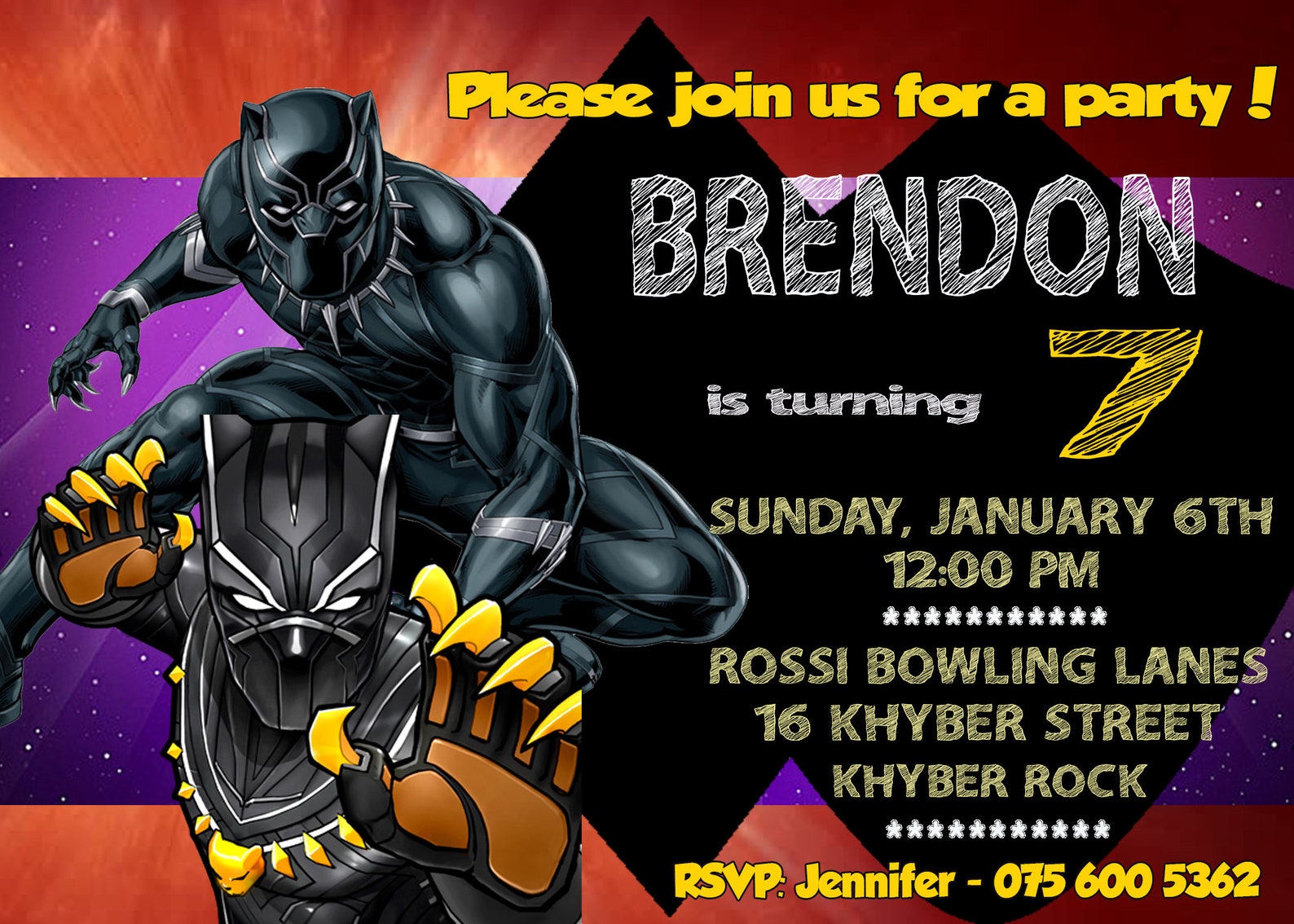 black-panther-invitation-black-panther-invite-black-panther-etsy