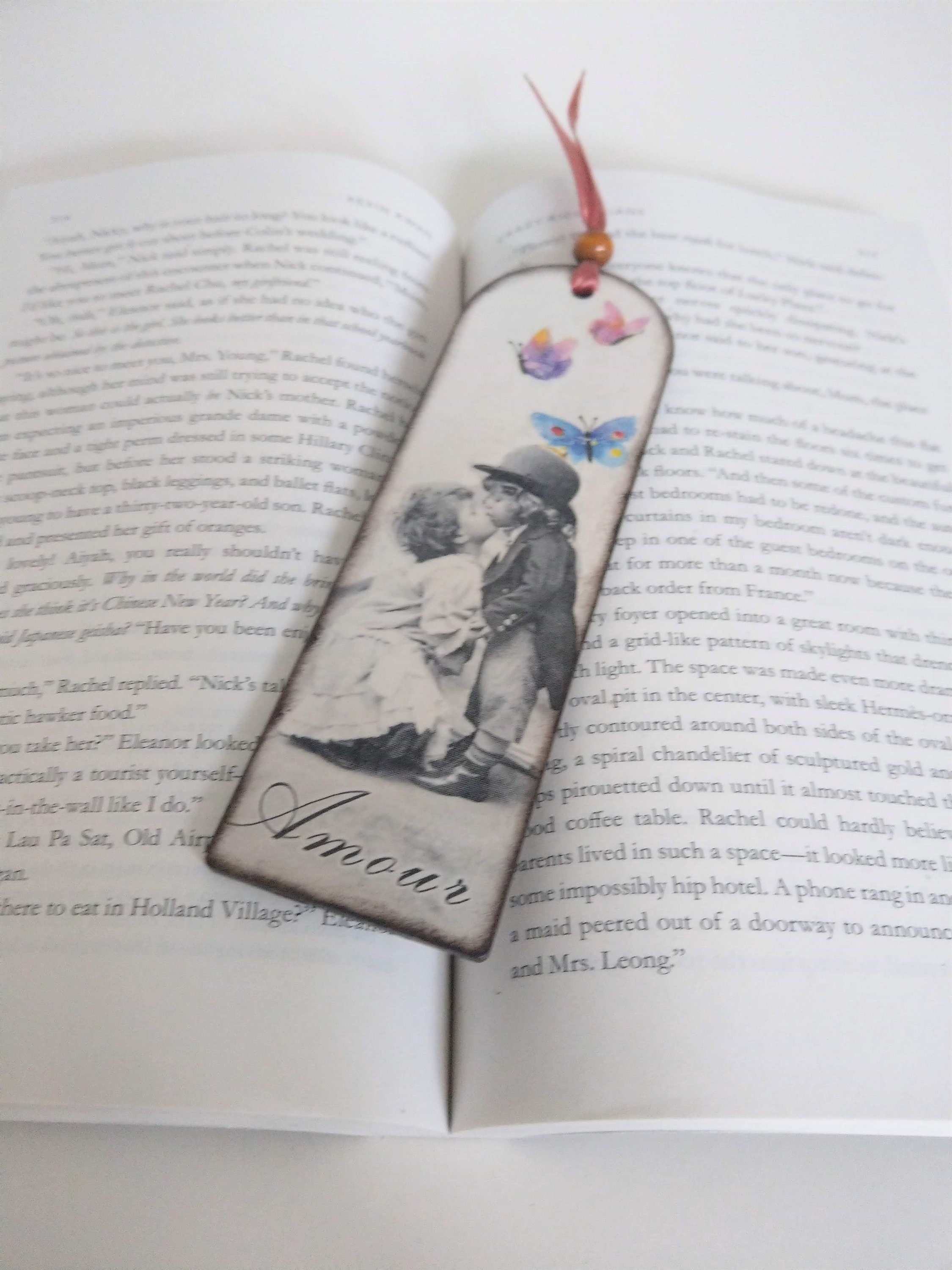 French Wooden Bookmark Bookmarks Page Marker Decoupage Etsy