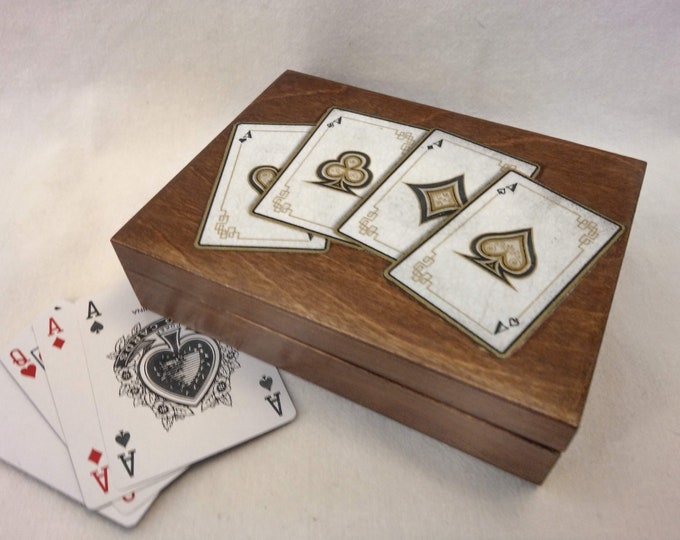 Wooden Brown Box for Playing Cards Playing Cards Box Playing Cards
