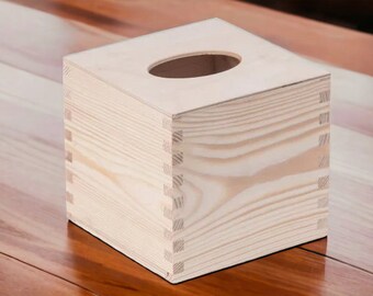 Unfinished Wooden Square Tissue Box Cover – DIY Paintable Craft Project, Unpainted Wooden Tissue Box, Home Decor, Bathroom Wood Box