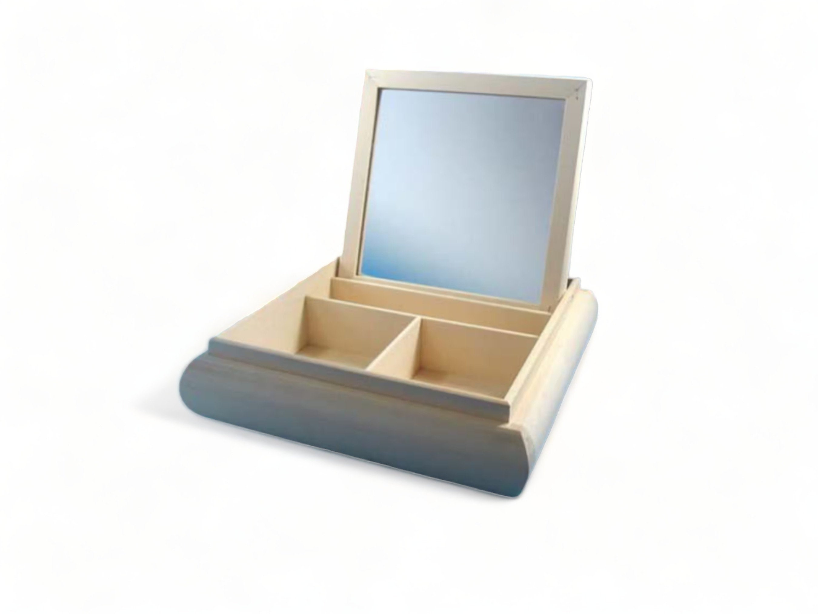 Wooden Make Up Box Wood Craft Box with a Mirror, Wooden Box with Lid Compartment Box, Storage Make Up, Craft DIY Box, Pine Wood Organizer