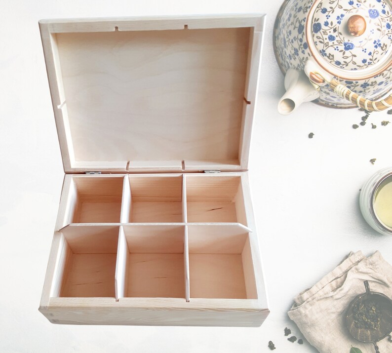 Unfinished Wooden Tea Bags Box DIY Wooden Tea Box Etsy