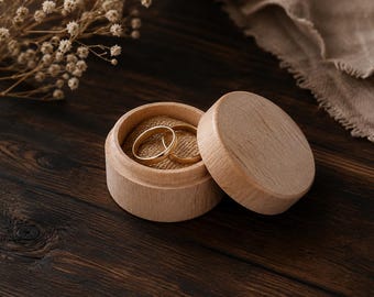 Unfertige hölzerne Eheringbox, kleine runde Ringbox aus Holz, DIY-Decoupage-Bastelrohling, Mini-Erinnerungsbox zum Bemalen