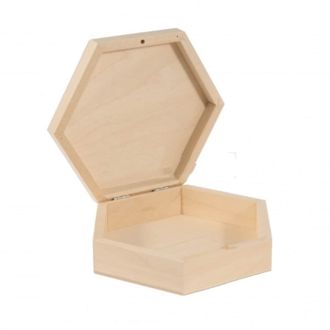 Handcrafted Hexagon Wooden Box With Lid for Crafts, Perfect DIY Project