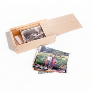 Wooden Memory Box Picture Storage Unfinished Craft Wood Box with A lid Memory Storage Box Laser Cut Wooden Pine Box Compartments Box Storage