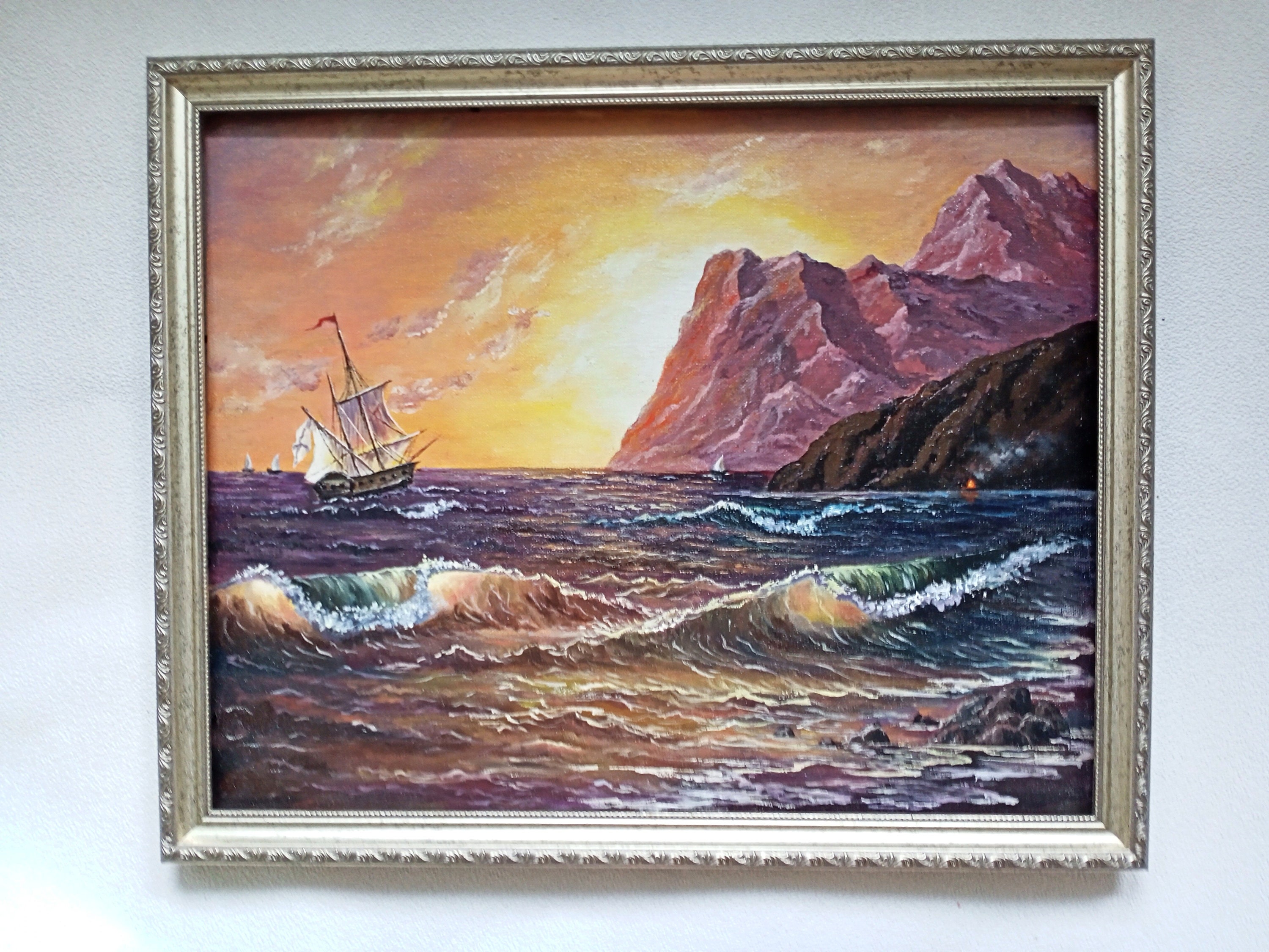 Seascape Oil painting on canvas. Original art Shore Sea | Etsy