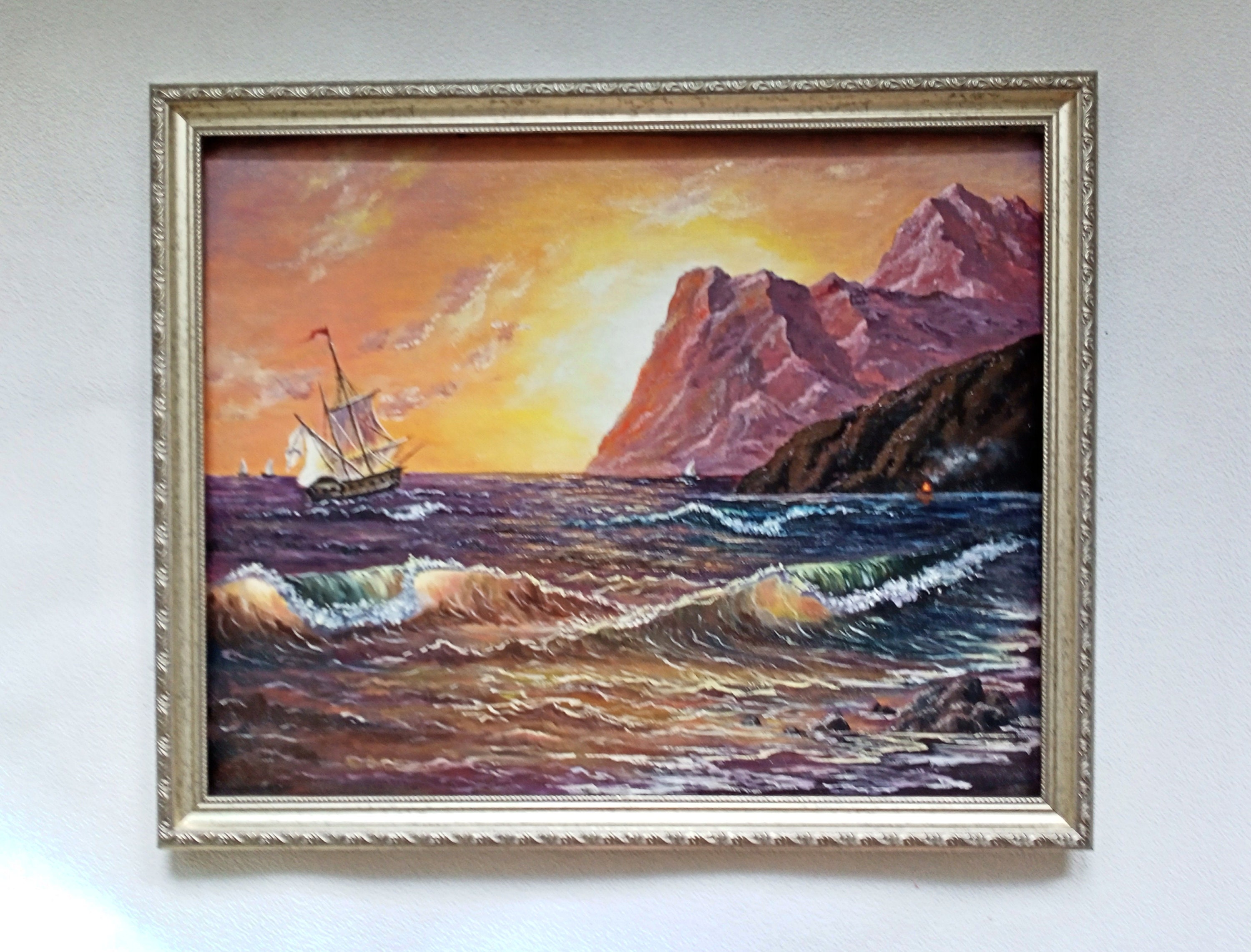 Seascape Oil painting on canvas. Original art Shore Sea | Etsy