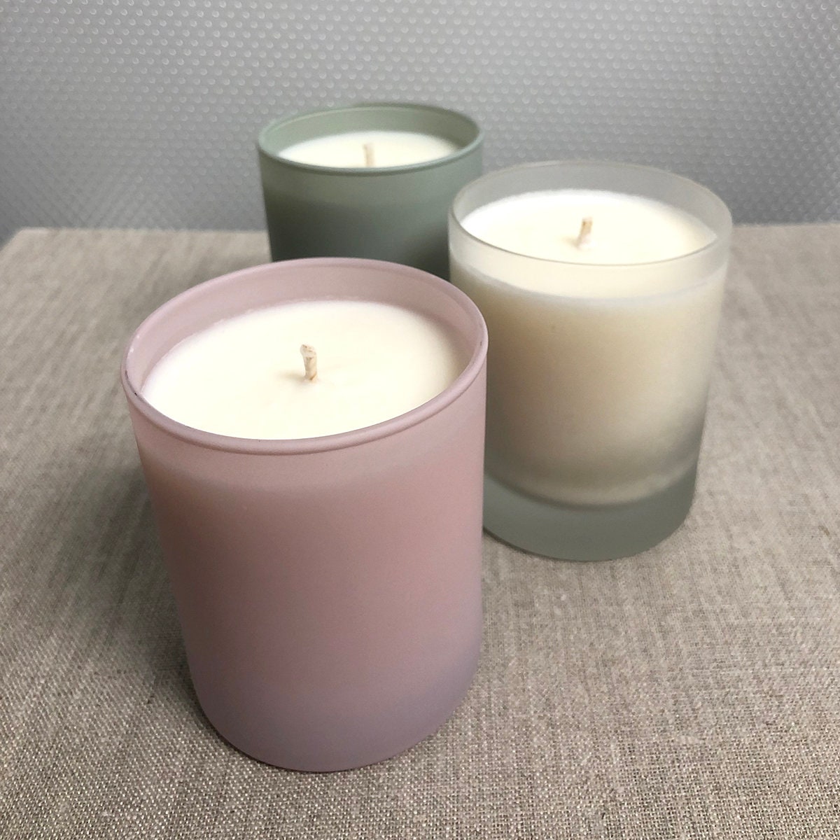 Dropship Frosted Pink Wick Glass Candles