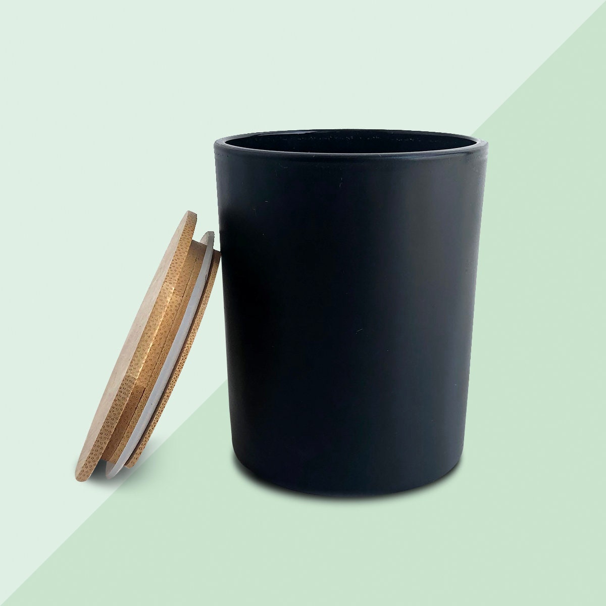 7 oz. matte black candle jar with bamboo lid candle Etsy