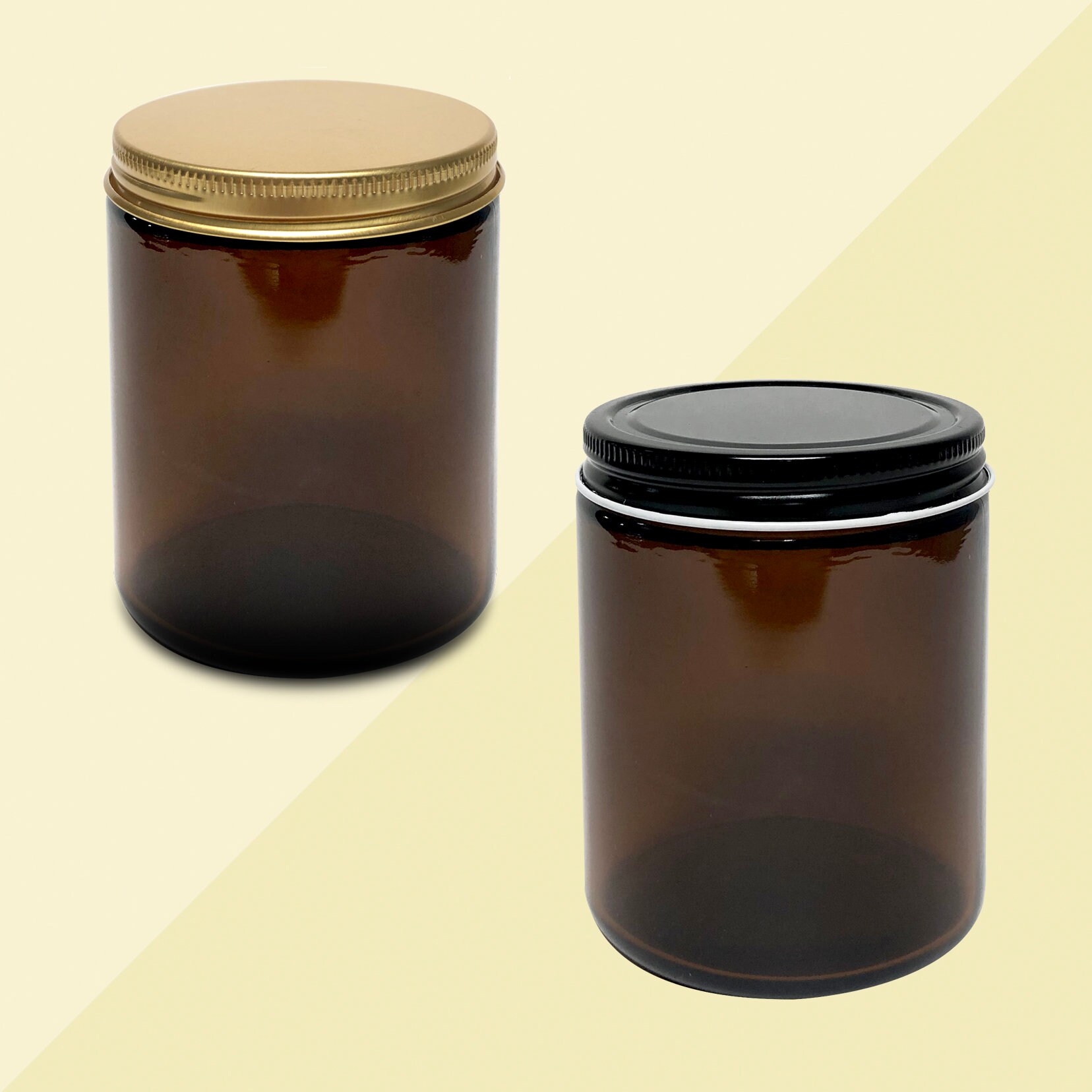 9 oz. 4 oz. amber candle jar gold lid candle container Etsy