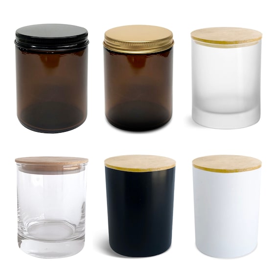 Wholesale Custom Modern Frosted Glass Candle Jar with Wooden Lid