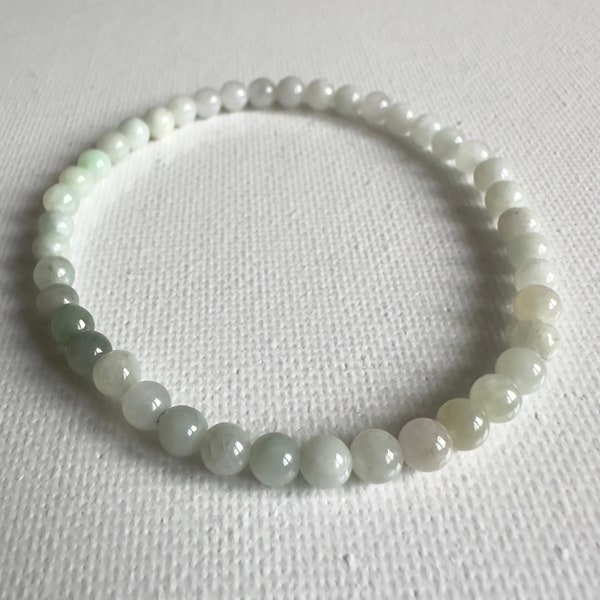 4mm Dainty Burma JADE Bracelet, Beautiful Ombre Jadeite Bracelet, Happiness, Good Luck, Abundance, Wealth, Yin Yang Balance