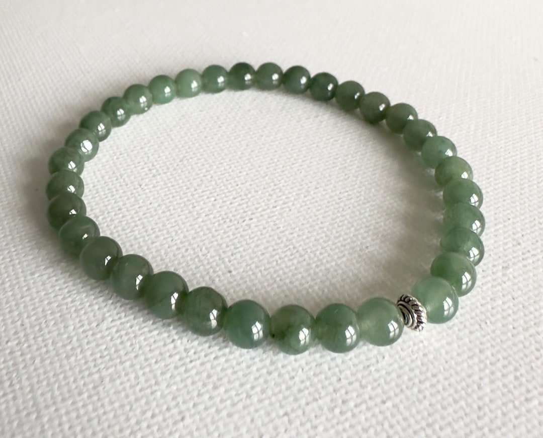 Bracelet Jadéite Naturelle Grade A - Perles Lavande Et Vert, 20 Cm (8 Pouces)
