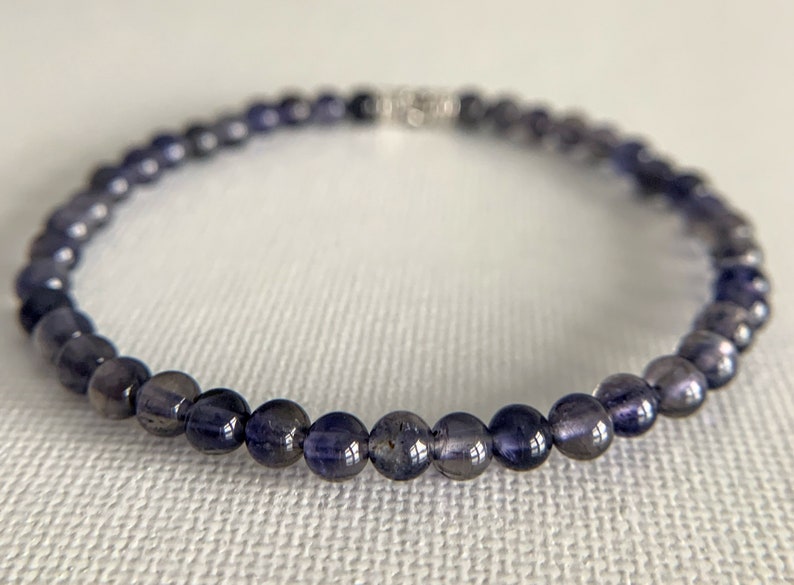 Healing Crystals Activates Third Eye Chakra Super Dainty 4mm IOLITE Bracelet Boost Psychic Power Shaman Stone Strengthen Intuition