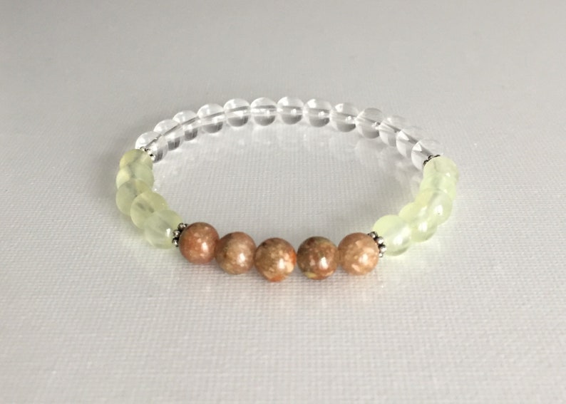Master Healer Bracelet Boost Memory 6mm Prehnite Mala Bracelet Chakra Healing Crystals Epidote /& Clear Quartz Memory Enhancer Bracelet