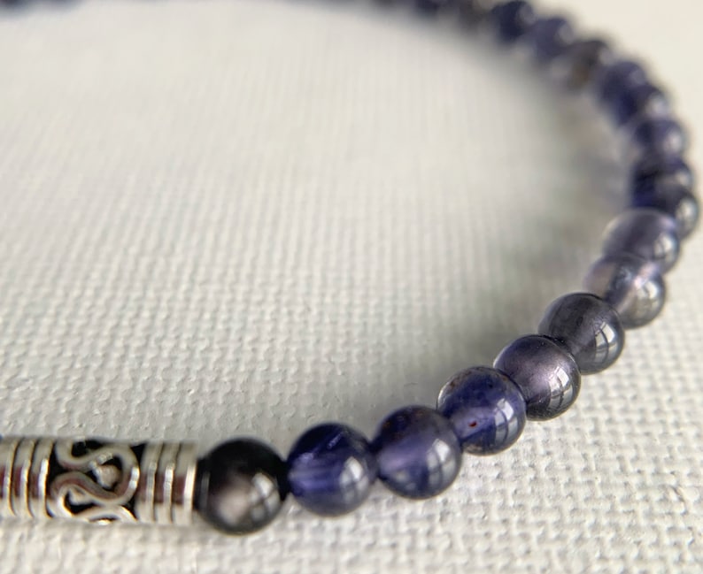 Healing Crystals Activates Third Eye Chakra Super Dainty 4mm IOLITE Bracelet Boost Psychic Power Shaman Stone Strengthen Intuition