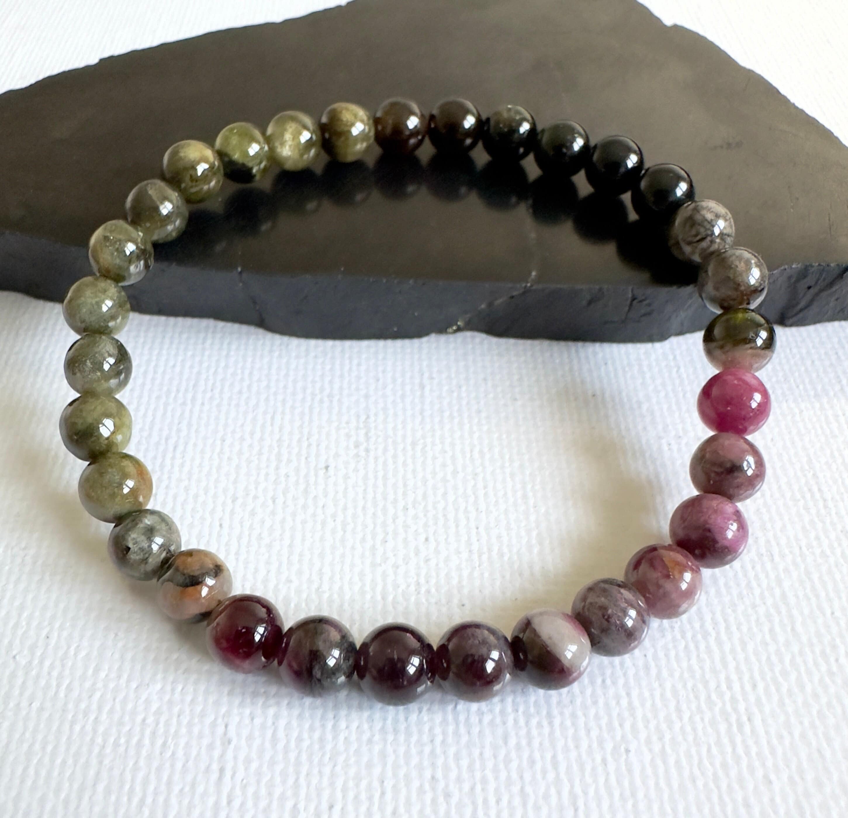 Stretch Bracelet | 6mm Beads (rainbow Tourmaline) Medium