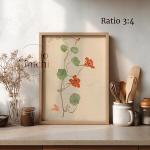 Hilma Af Klint Botanische Zeichnung, Blumendruck, Salbeigrün Blumenkunst, moderne Küchendekoration, Light Academia Wandkunst, digitaler Download